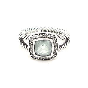 D.Y. 925 Prasiolite/Diamonds Albion Ring